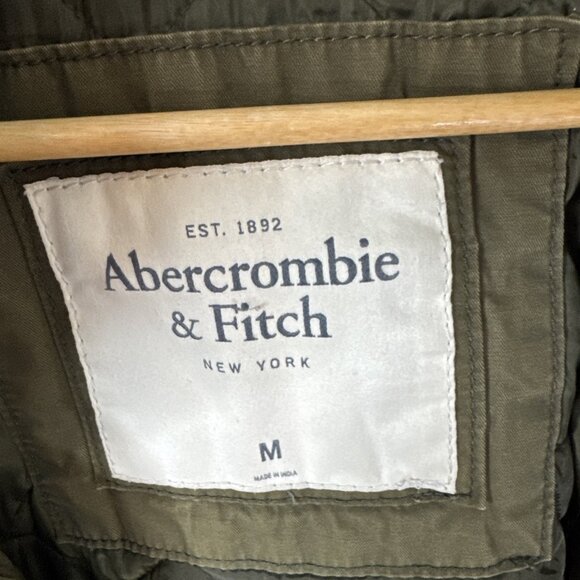 Abercrombie Fitch Jacket Mens M Quilted Military Army Green Utility Vintage Y2K - Picture 5 of 9